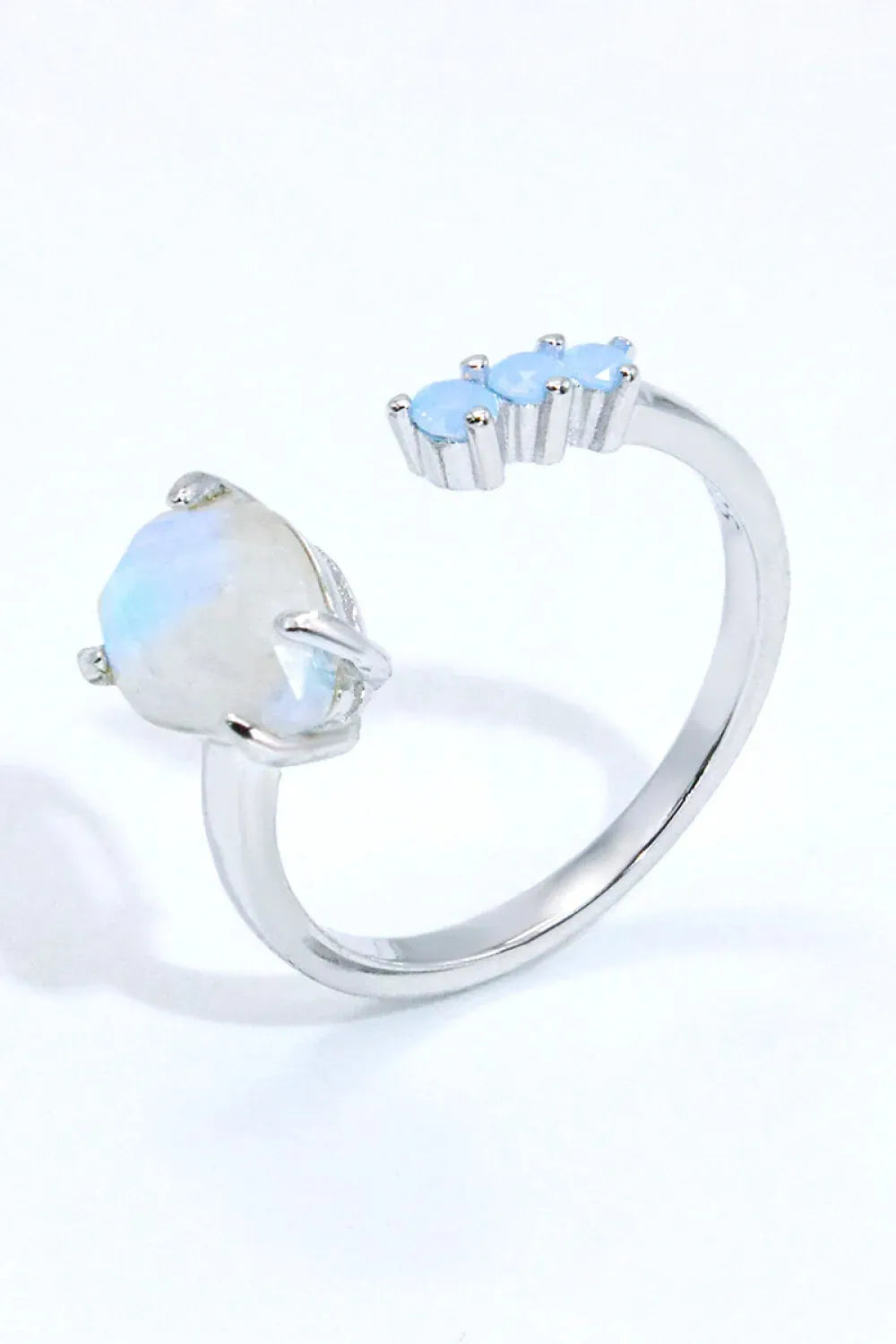 18K Rose Gold-Plated Moonstone Open Ring Moonstone - Tophatter Daily Deals